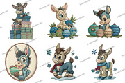 Christmas Funny Donkey Clipart, an Illustration by DreamArtGraphic (Thumbnail 4 of 5)