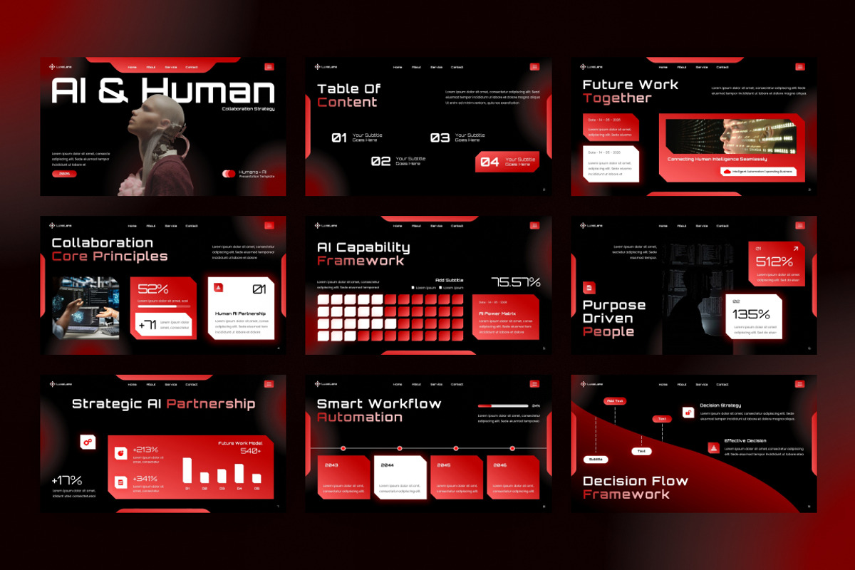 AI & Human Collaboration Strategy, a Presentation Template by Loin Studio (Photo 3 of 4)
