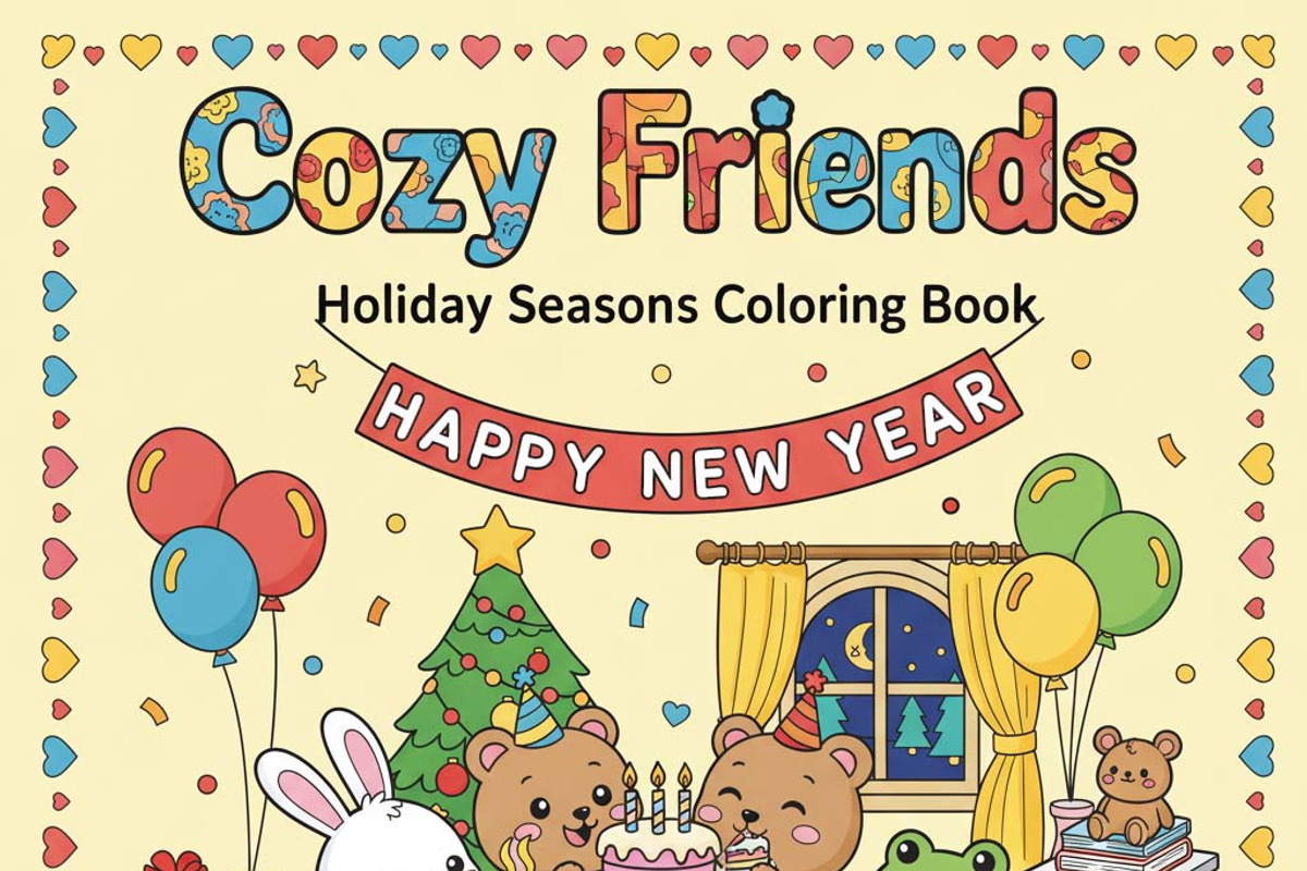 Cozy Friends New Year Coloring Book, an Illustration by one-touch (Photo 9 of 9)