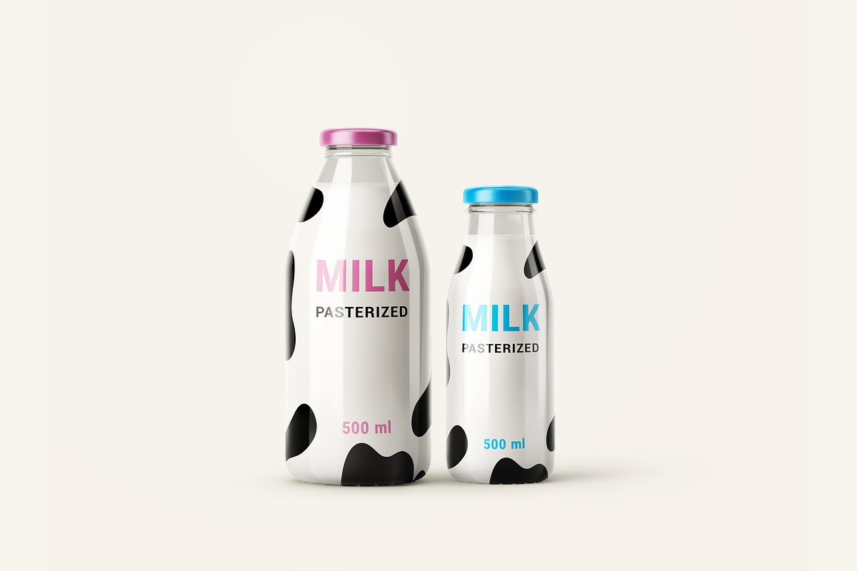 Fresh Milk Glass Bottle Mockup Set, a Product Mockup by PSD Market (Photo 3 of 20)