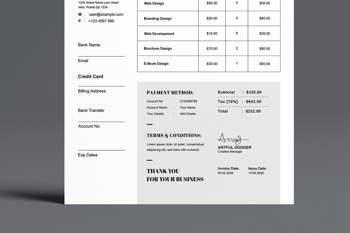 Invoice Design Template, a Stationery Template by MightyDesign (Photo 5 of 8)