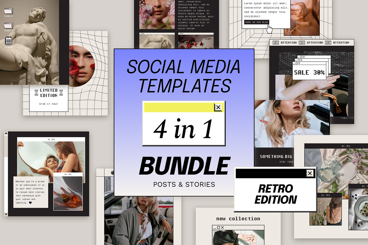 Instagram Retro Templates Bundle, a Social Media Template by Bonumo (Photo 1 of 14)