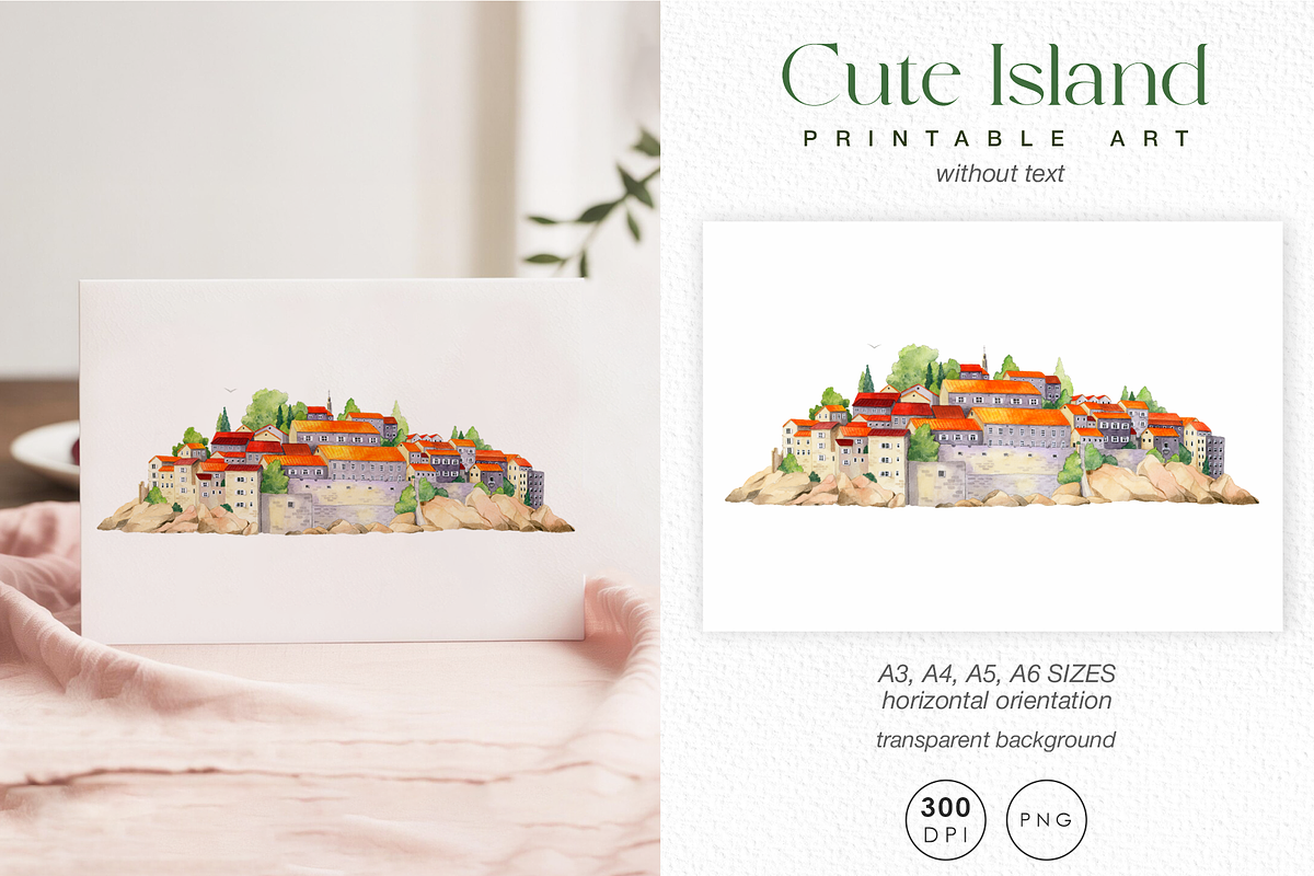 Watercolor Island, Travel poster art, an Object Illustration by Harmony Draws (Photo 5 of 5)