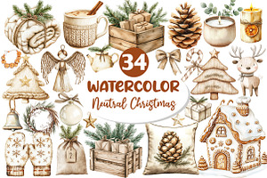 Neutral Christmas Clipart Bundle, an Illustration by Dream Creation