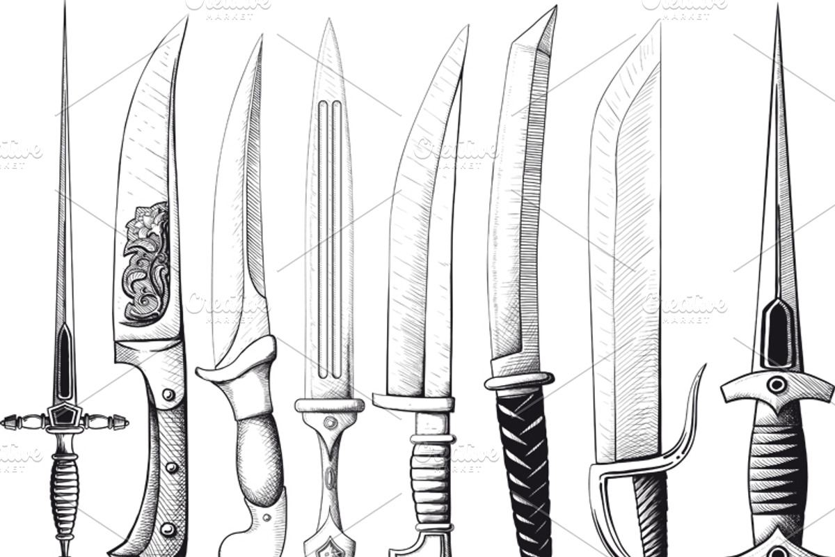 Set of Oriental and European Daggers, an Illustration by Sharpner