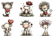 Whimsical Valentine Day Animals PNG, an Illustration by CraftArtStudio (Thumbnail 2 of 6)