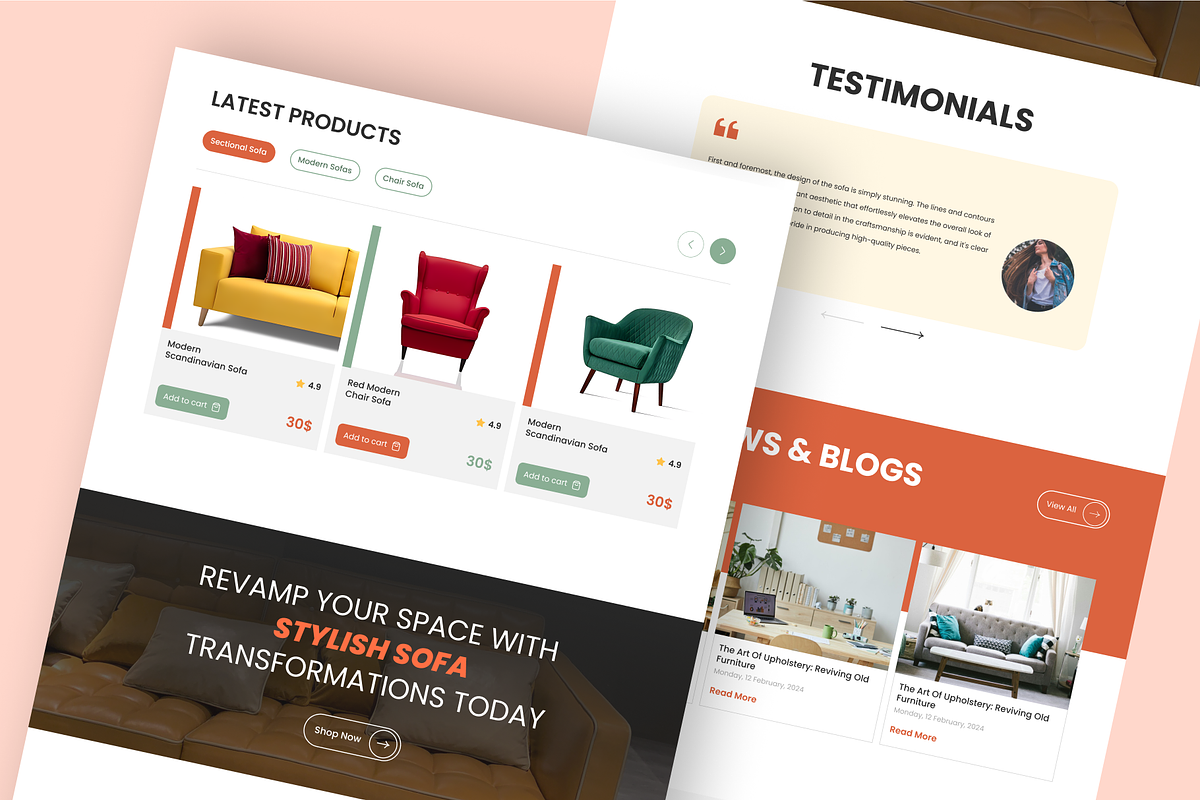 Furniture Site Landing Page Template, an UI Kit Template by nwdigitalstore (Photo 4 of 4)