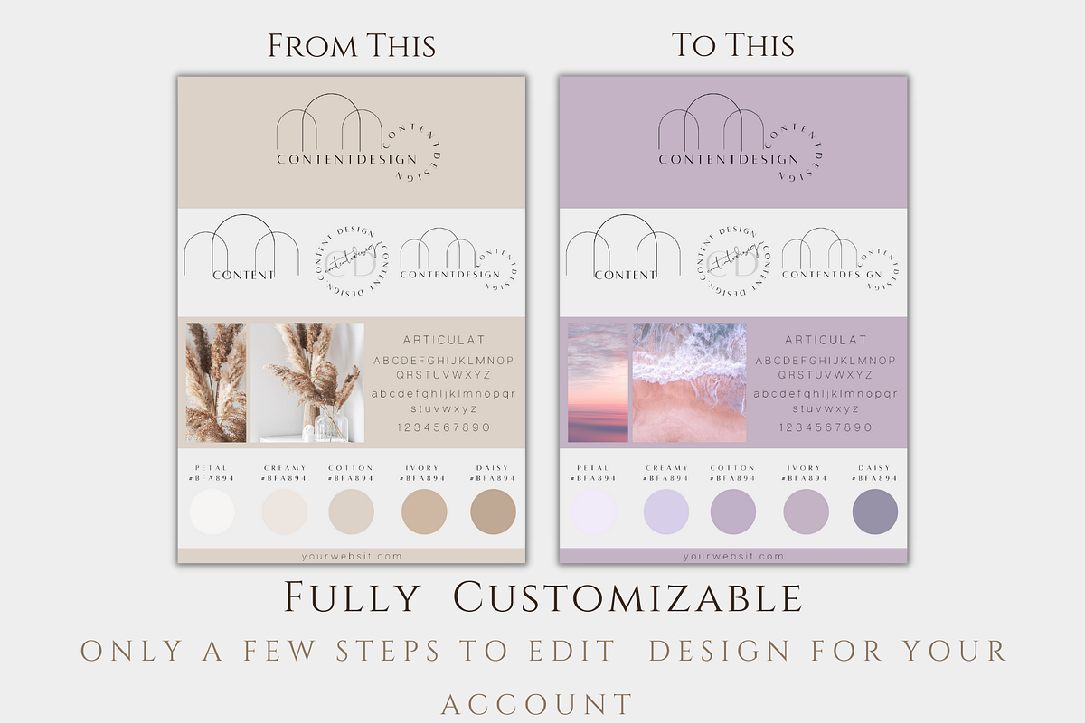 Aesthetic Brand Board Template Canva, a Stationery Template by BRANDcontent (Photo 3 of 6)
