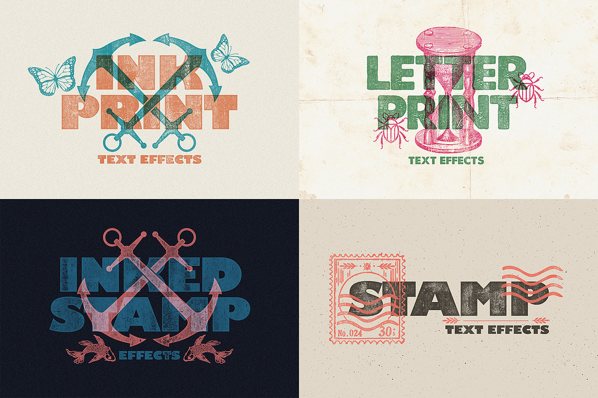 Inked Stamp Effect – 5 PSD Files, a Layer Style Add-On by Cursedesign (Photo 2 of 6)