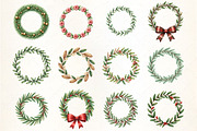 Watercolor Winter Wreath Clipart, an Illustration by CrexoraLab (Thumbnail 2 of 5)