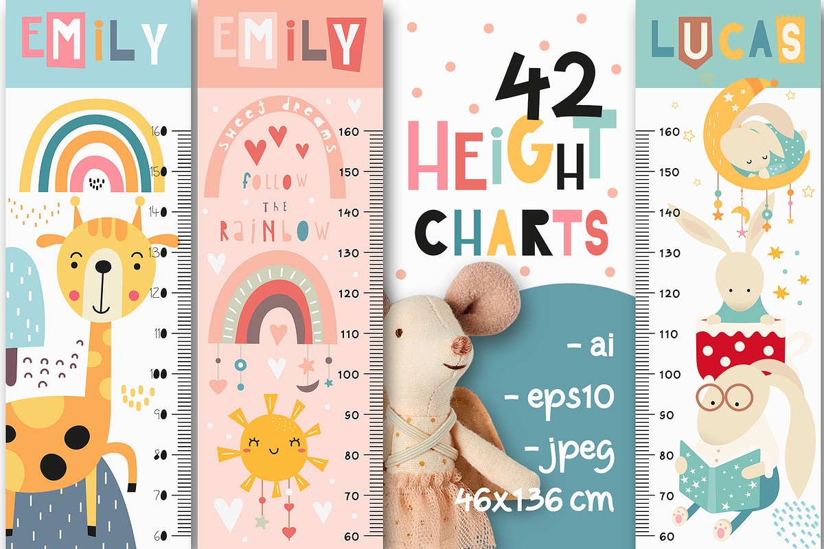 Height chart measure for kids bundle, an Education Illustration by Nursery Art (Photo 1 of 11)