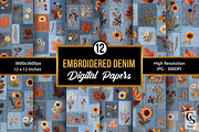 Embroidered Denim Seamless Pattern, a Pattern Graphic by Creative Store (Thumbnail 1 of 5)