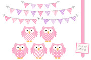 Fresh Pink Owl Vectors & Papers, an Animal Illustration by Amanda Ilkov (Thumbnail 2 of 3)