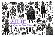 Witchy Halloween Clip Art, a Decorative Illustration by Lilla Bölecz (Thumbnail 1 of 5)