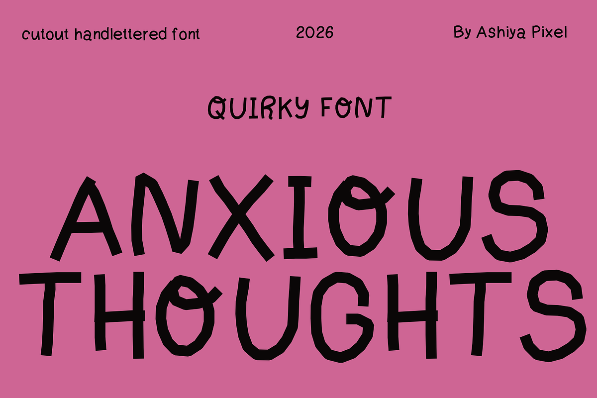 anxious thoughts font, a Sans Serif Font by Ashiya Pixel (Photo 1 of 9)