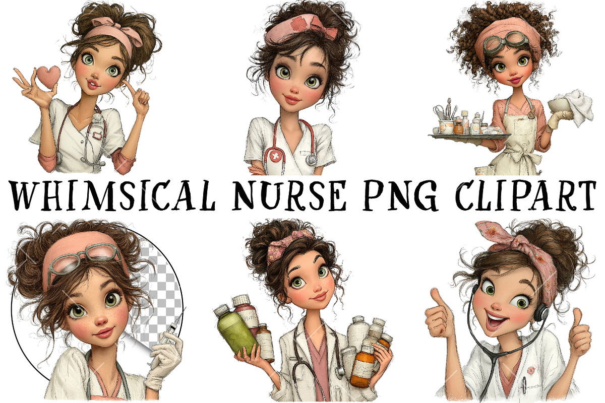 Whimsical Nurse PNG Clipart, an Illustration by OK Design (Photo 2 of 6)