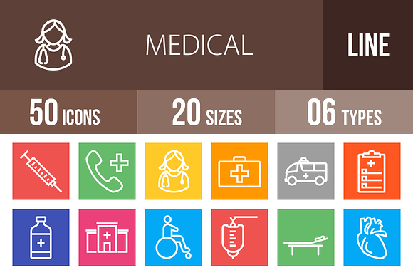 50 Medical Line Multicolor Icons preview 4