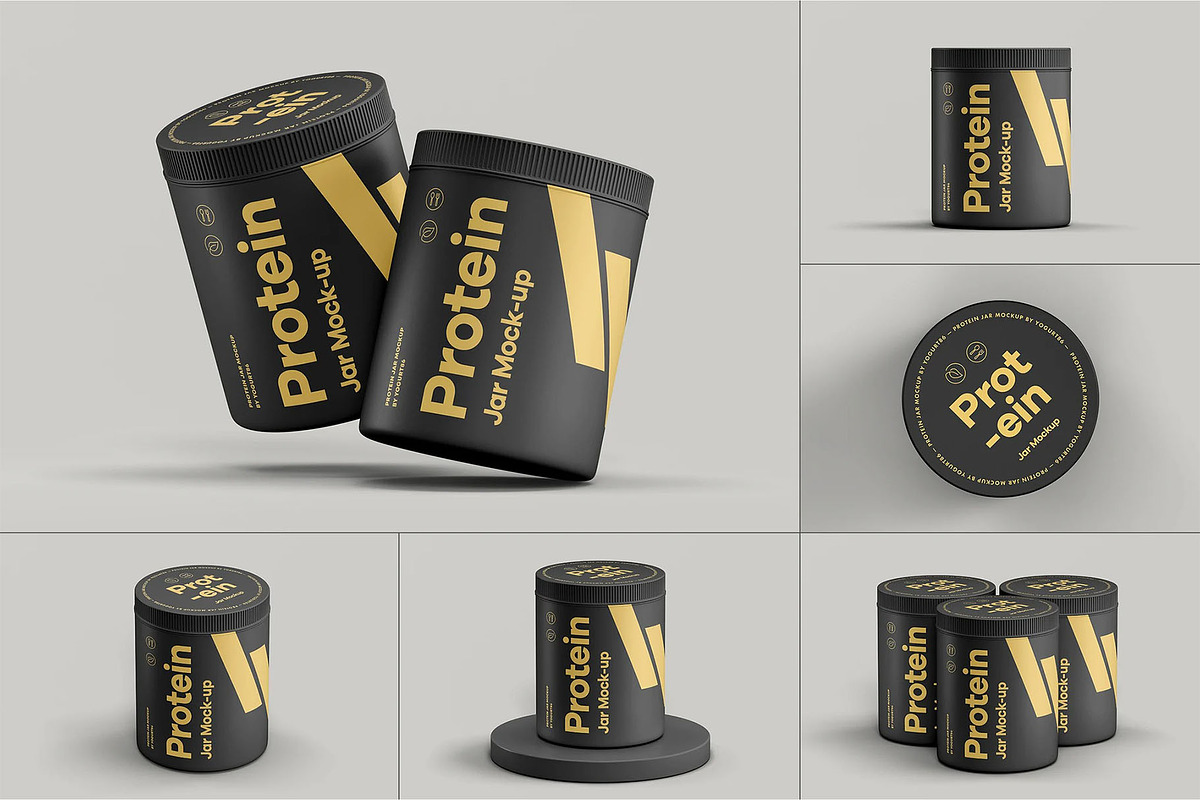Protein Jar Mock-up, a Packaging Mockup by zippypixelstudio (Photo 1 of 8)