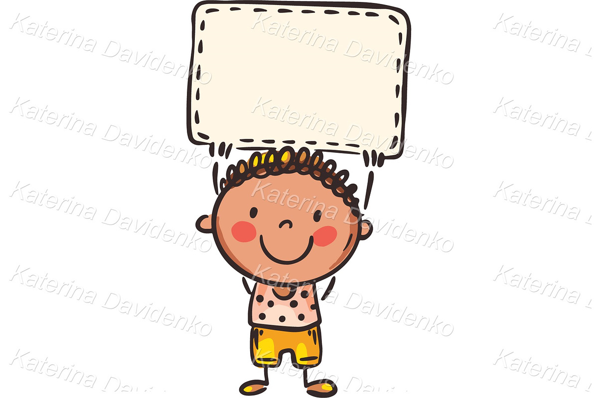 Happy childrens holding blank signs, a Person Illustration by Bubert Art (Photo 9 of 10)