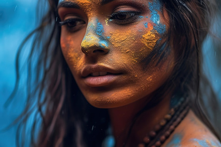 girl painted with colored powder, a Beauty & Fashion Photo by Virgo Studio