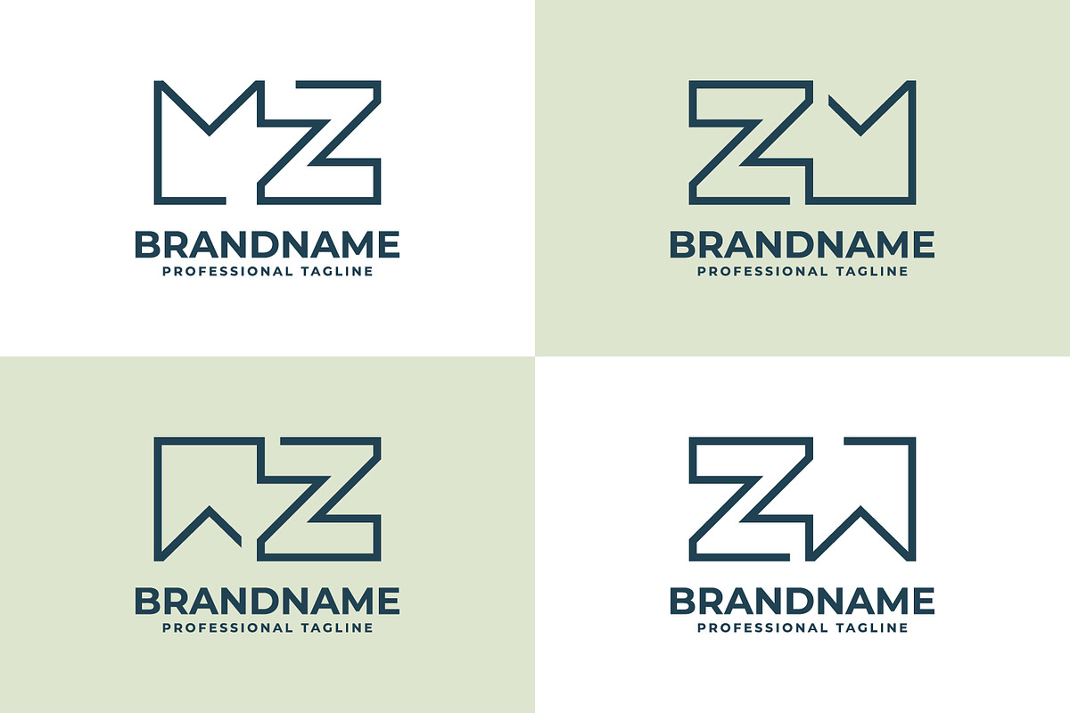 Letters MZ ZM WZ ZW Monogram Logo, a Branding & Logo Template by Pray Art Design Studio