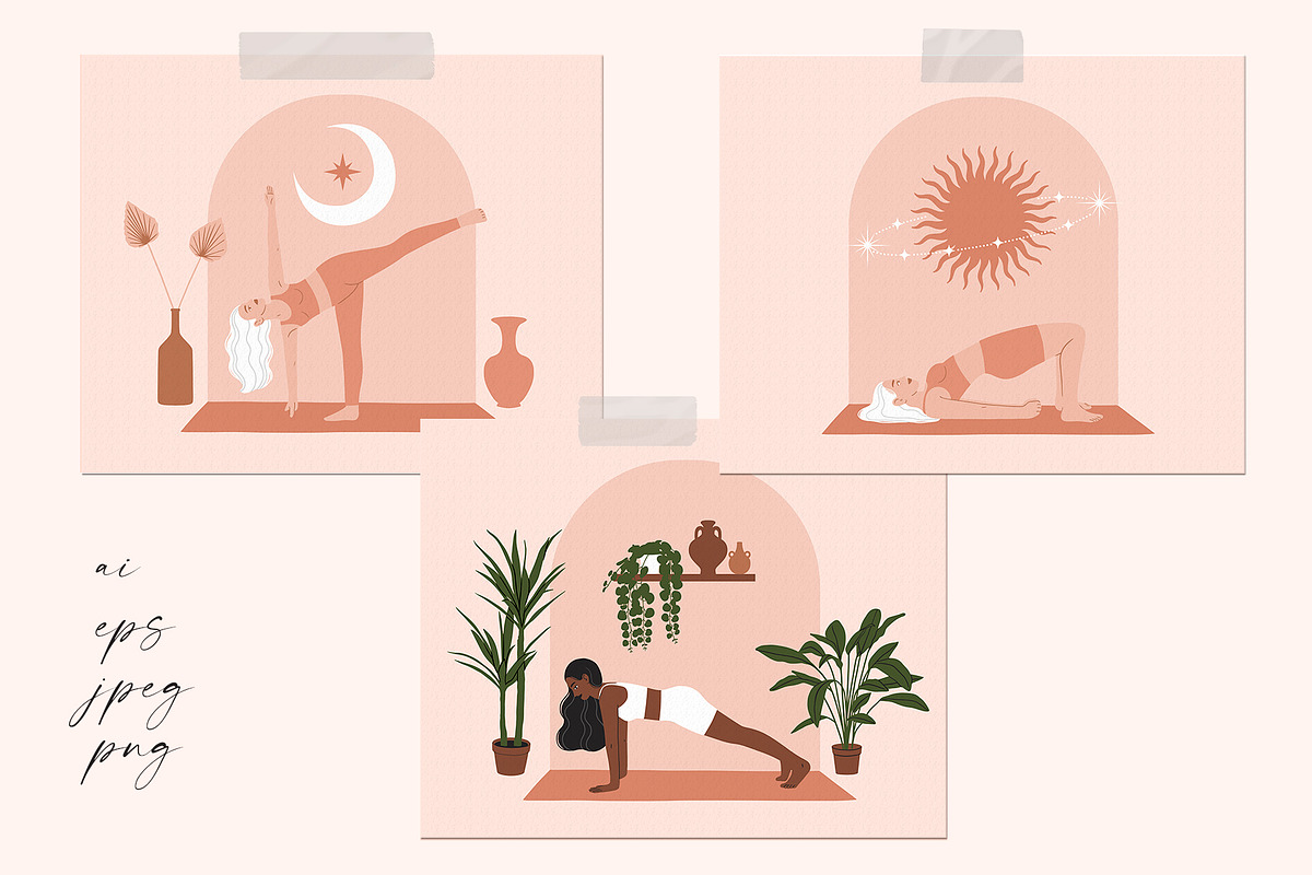Yoga Poses Illustrations Collection, a Healthcare Illustration by Katerina Osa (Photo 4 of 12)