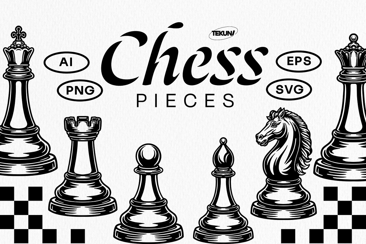 Chess Pieces Vector Pack, an Object Illustration by Tekuni (Photo 1 of 6)