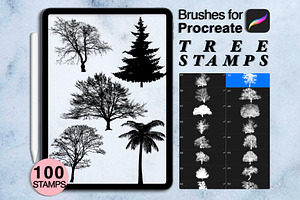 100 procreate tree stamps