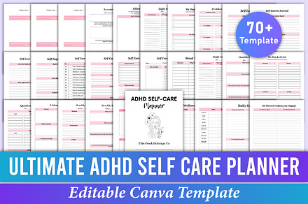 Ultimate ADHD Self-Care Planner, a Stationery Template by Mustafiz
