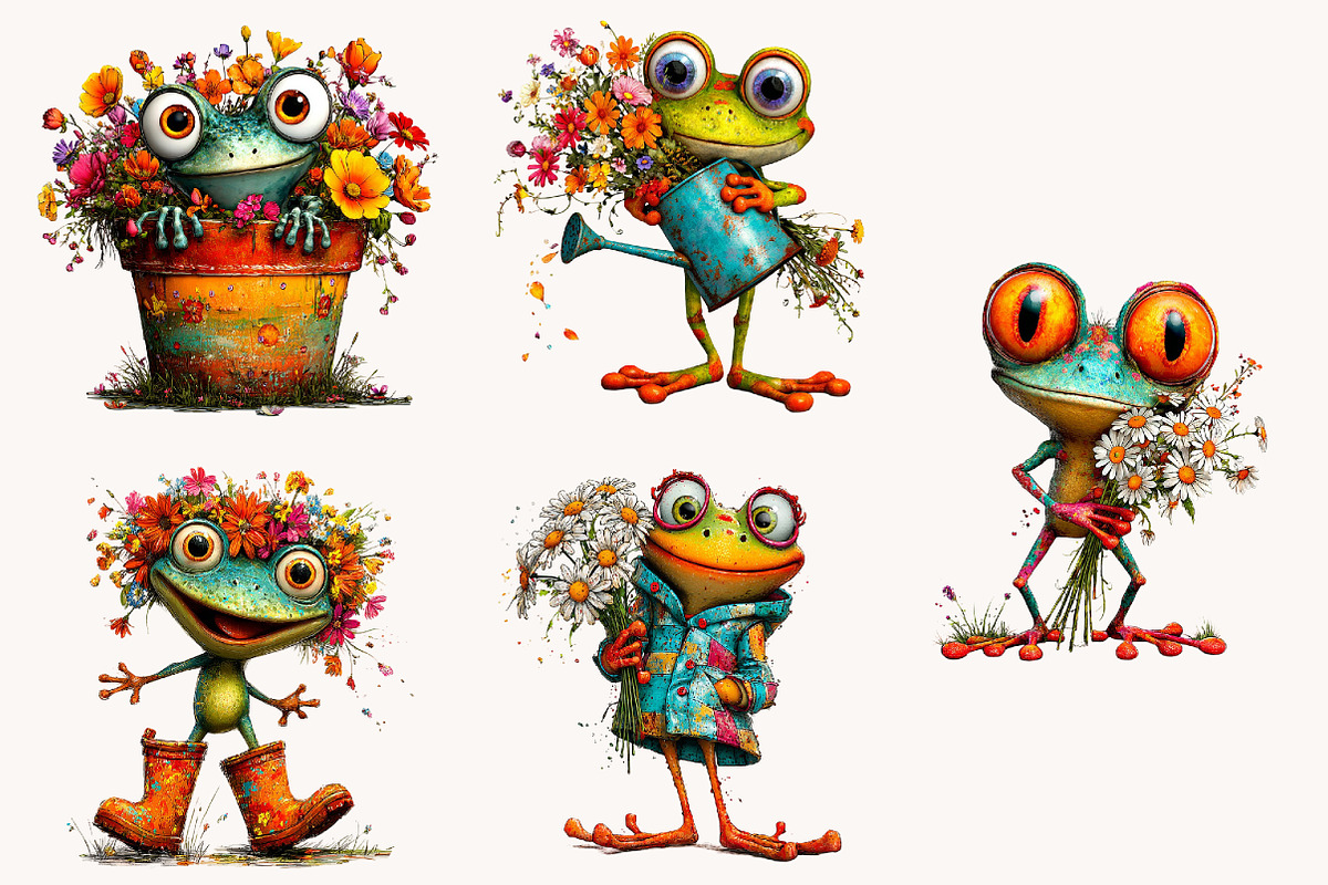 Quirky Colorful Quirky frog Clipart, a Seasonal Illustration by Designworld (Photo 6 of 10)