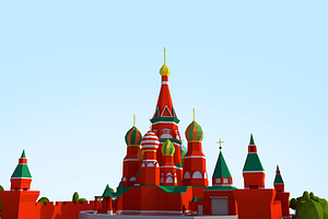 Cartoon Lowpoly Kremlin Landmark