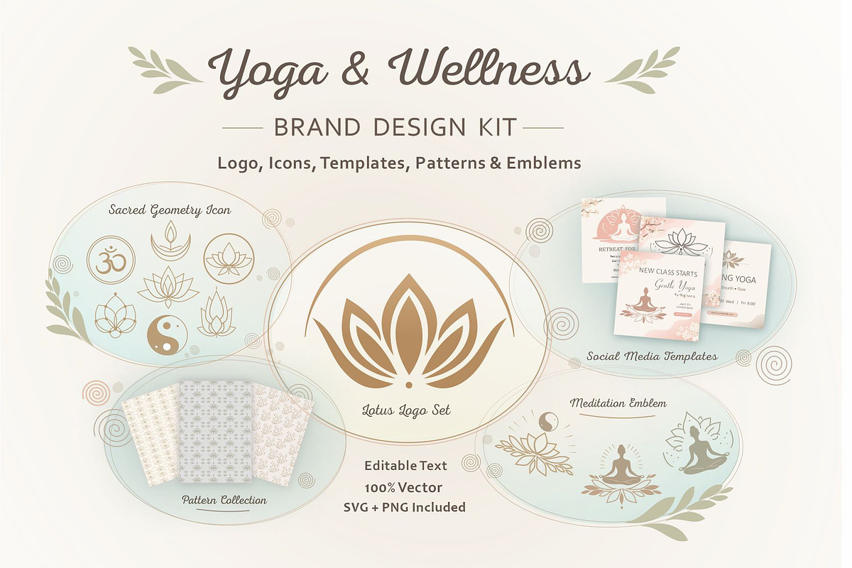 Yoga & Wellness Vector Kit - Icons, a Graphic by Svetlana Voloshina (Photo 1 of 8)