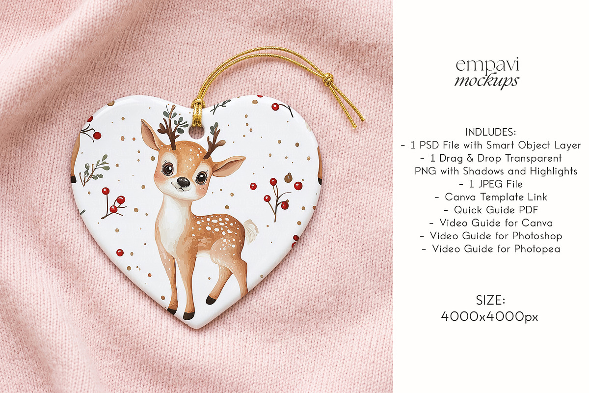 Heart Ornament Mockup, a Household Mockup by EmpaviMockups (Photo 4 of 6)