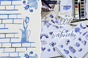 Dutch watercolor tiles and ornaments, a Decorative Illustration by ArtPavo (Thumbnail 3 of 7)