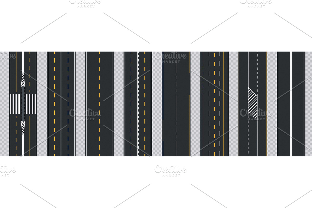 Top view asphalt vector road tiles, a Transportation Illustration by Buch&Bee