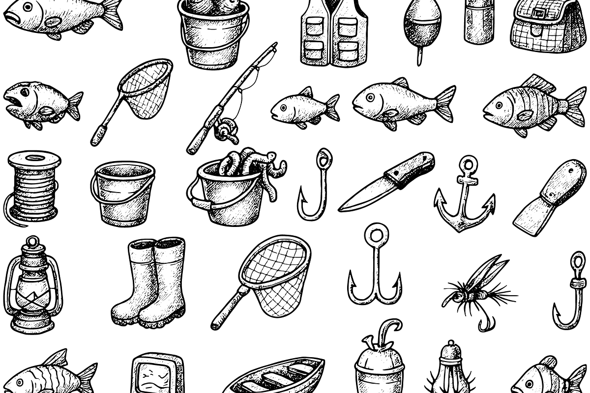 Fishing Gear and Fish Collection, an Object Graphic by RT Studio (Photo 3 of 4)