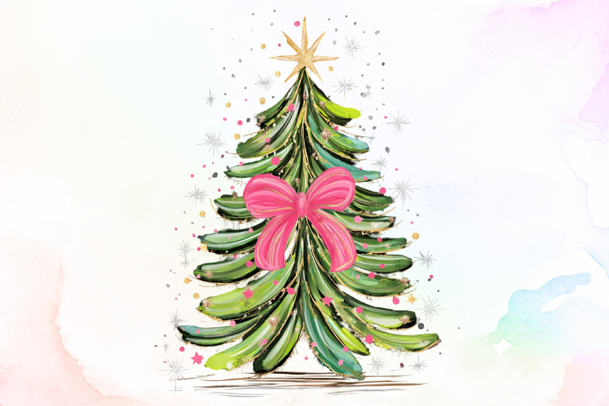 Coquette Pink Bow Christmas Tree PNG, an Illustration by Sublimation Artist (Photo 1 of 9)