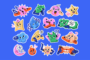 Funny characters with emotions set, a Decorative Illustration by PaperTrident