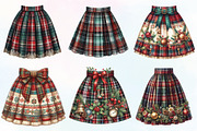 Watercolor Christmas Plaid Skirt PNG, an Illustration by CraftArtStudio (Thumbnail 2 of 6)