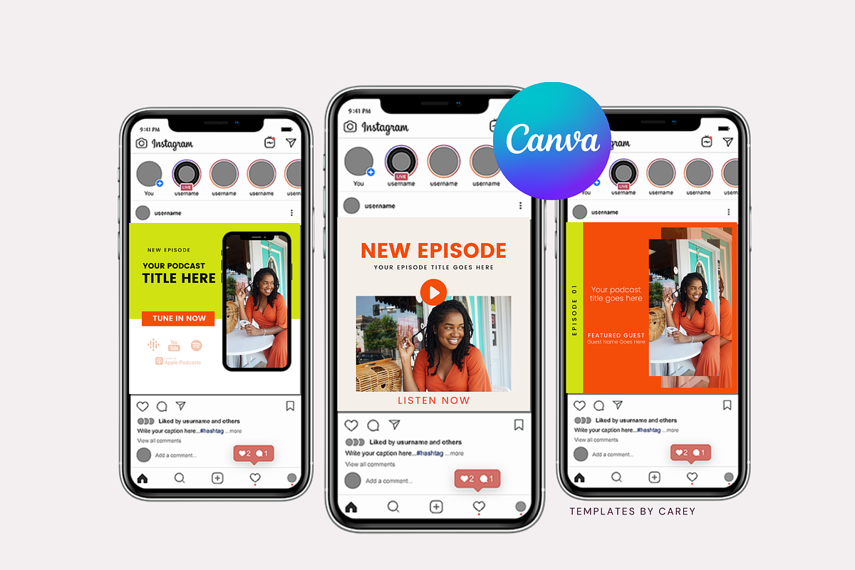 45-Pack Instagram Podcast Promo Kit, a Social Media Template by Templates by Carey (Photo 8 of 9)