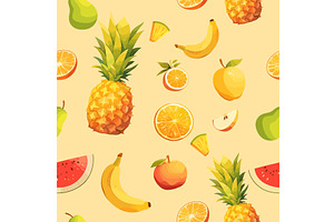 Cartoon seamless background with, a Food Illustration by LadadikArt