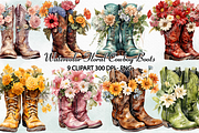 Western Floral Cowboy Boots Clipart, a Decorative Illustration by danishgraphics (Thumbnail 1 of 6)