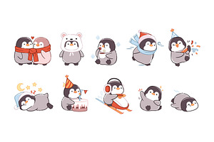 Cute penguin character. Funny little, an Animal Illustration by YummyBuum