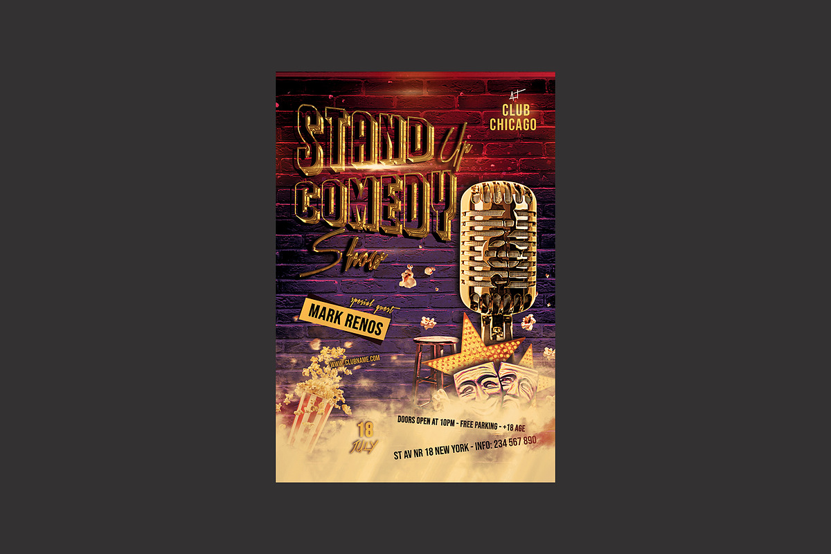 Stand Up Comedy Flyer, a Flyer Template by DSGraphicDesign
