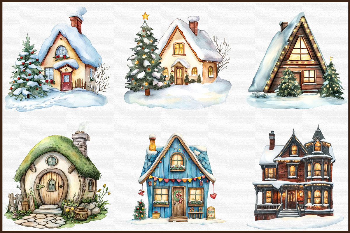 Christmas House Sublimation Clipart, an Illustration by Sublimation Artist (Photo 3 of 6)
