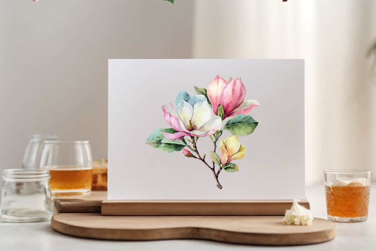 Watercolor Magnolia Flower Clipart, a Healthcare Illustration by SVGArt (Photo 4 of 4)