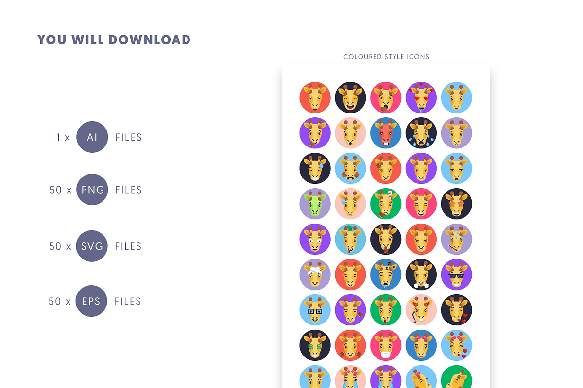 50 Giraffe Emoji Icons, an Emoji Icon by Dighital (Photo 10 of 10)