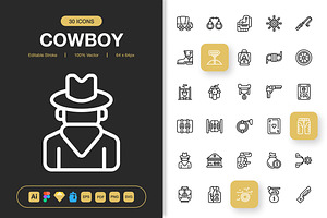 Cowboy Icons, an Outline Icon by Spacepixel Creative