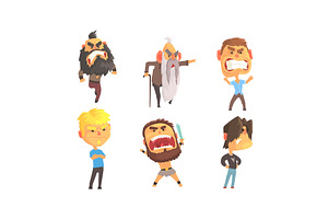 Angry and Exasperated Men Shouting, a Person Illustration by TopVectors