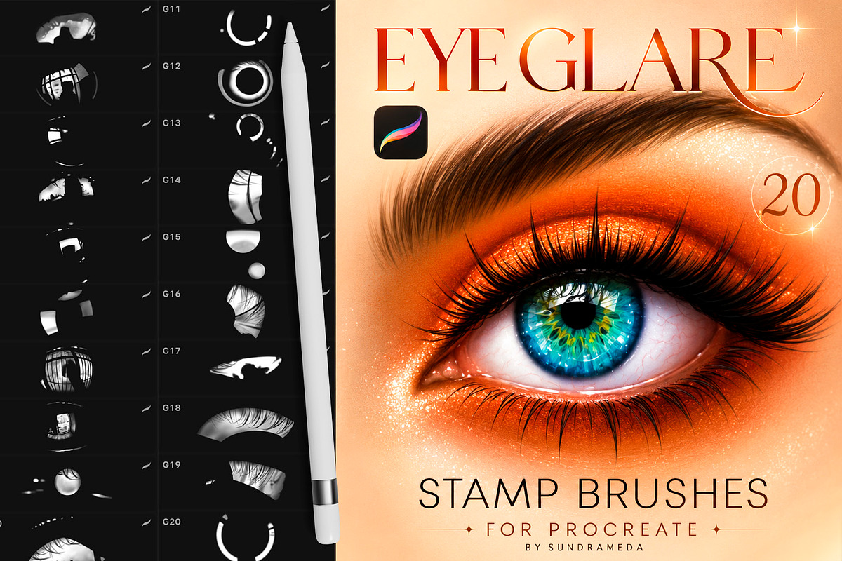 Eye Glare Brushes Procreate, a Brush Add-On by sundrameda (Photo 1 of 5)